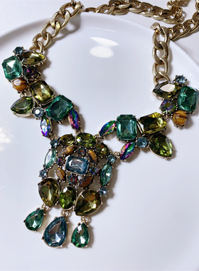 玻璃水晶夸张个性短款项链