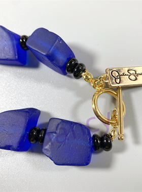 辛普森异形蓝色琉璃块项链套装