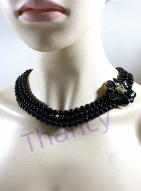 SD黑色琉璃珠多层夸张项链