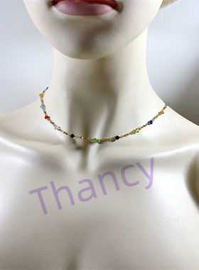 彩色琉璃小清新锁骨链眼镜链