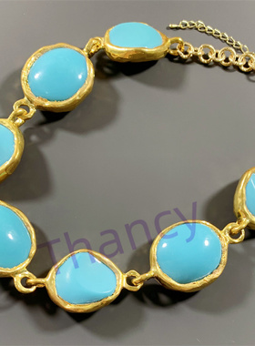 KJL打标不规则蓝色宝石短项链