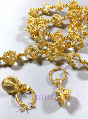 JR打标透明琉璃盘蛇项链耳环手链