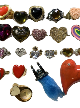 Vintage中古 爱心元素心形夸张气质复古风百搭时髦孤品戒指合集