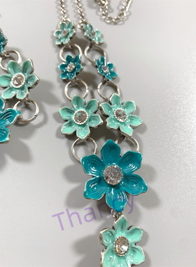 PILGRIM打标珐琅绿色花朵套装