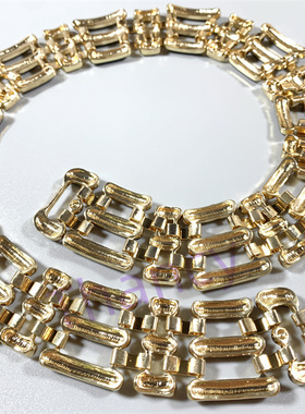 Vintage中古表带扣宽版夸张短款珐琅项圈项链女欧美范