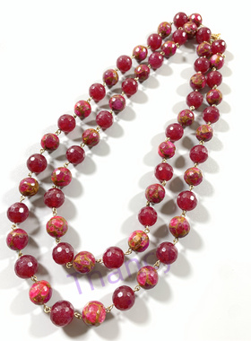 KC打标天然石毛衣链项链