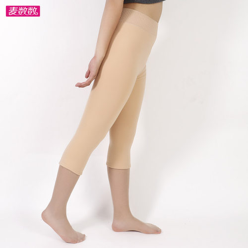 冬季保暖7分打底裤外穿加厚靴裤短裤加绒中裤女冬七分裤裸肤光腿 - 图0