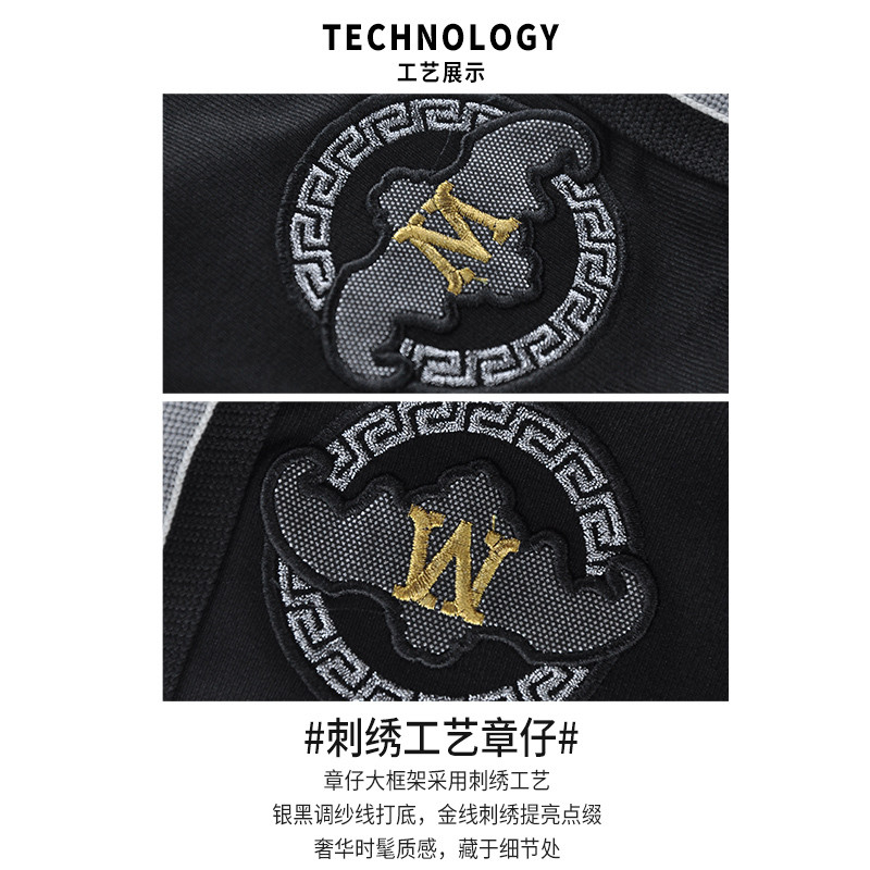 JEDOSS/爵迪斯男装秋冬新款章仔刺绣针织九分厚款运动卫裤N30 - 图2