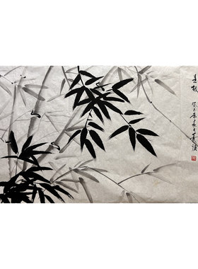墨香村中堂落款装饰国画花鸟字画纯手绘四尺竹子MV5060101-4