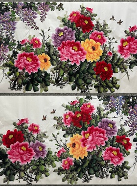 花鸟画大六尺牡丹紫藤花开富贵