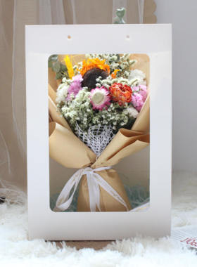 复古包装向日葵勿忘我满天星真花干花小花束送人礼品生日礼物礼品