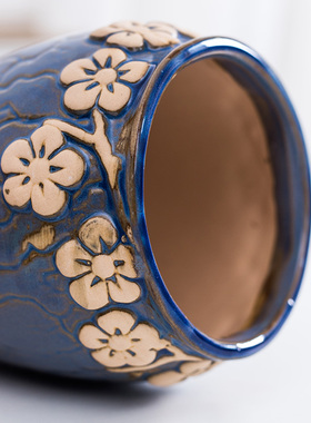 创意多肉花盆2021新款陶瓷特价清仓简约老桩盆粗陶透气陶罐子高款