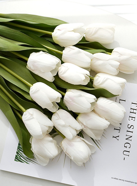 郁金香仿真花高档假花摆件装饰 客厅干花ins桌面花束餐桌保湿摆设