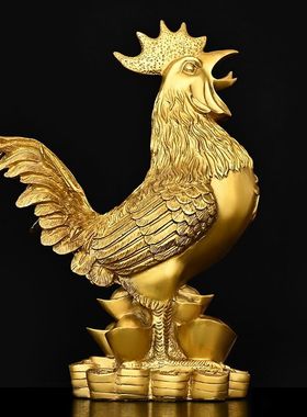 大公鸡摆件铜公鸡金鸡铜鸡的摆件黄铜金钱鸡家居饰品中式生肖摆件