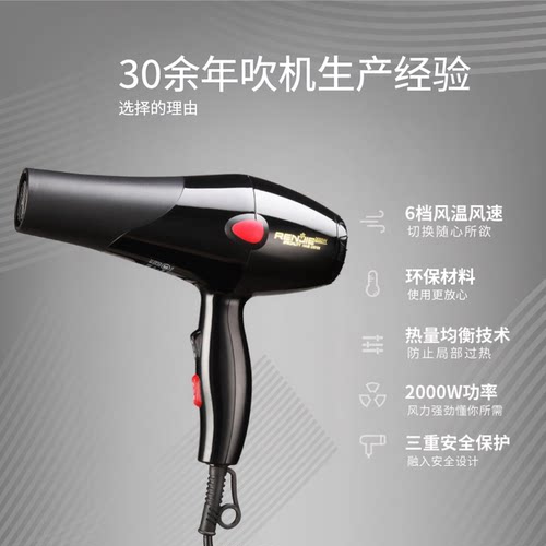 人杰吹风机大功率 大风力速干 发廊造型师可用学生宿舍家用电吹风 - 图0