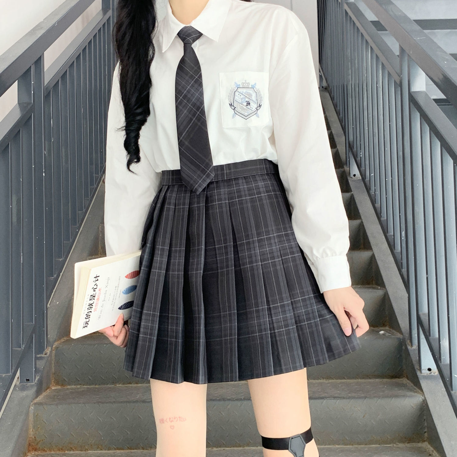 春秋季学院风宽松百搭日系制服jk衬衣女校感风套装长袖衬衫女上衣