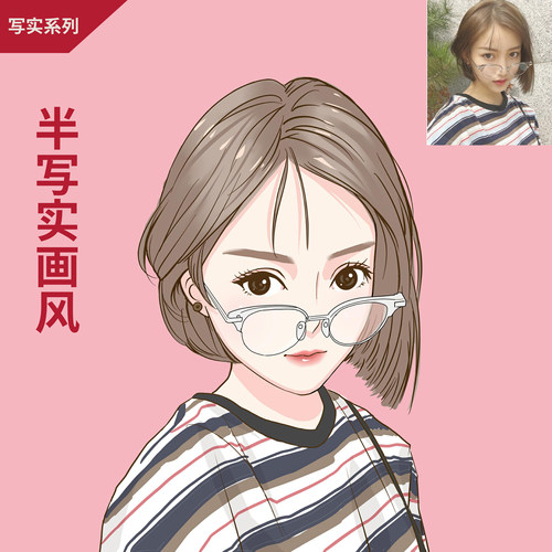 {鹿屿岛}Q版头像定制漫画手绘设计情侣微信卡通人物宠物婚礼抖音 - 图2
