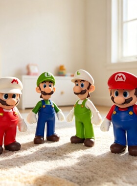 大号超级玛丽马里奥Mario路易吉模型玩具搪胶公仔潮玩手办摆件动