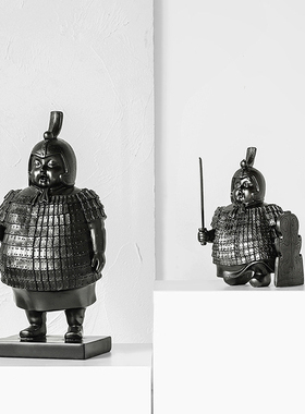 中国风功夫侍卫小士胖兵马俑摆件