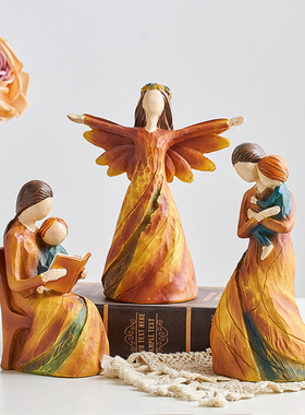 法式中古奶油风秋风色调人物雕塑