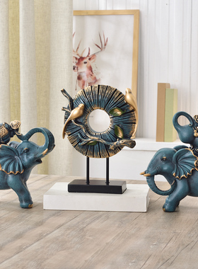 大象摆件电视柜新中式风装饰品