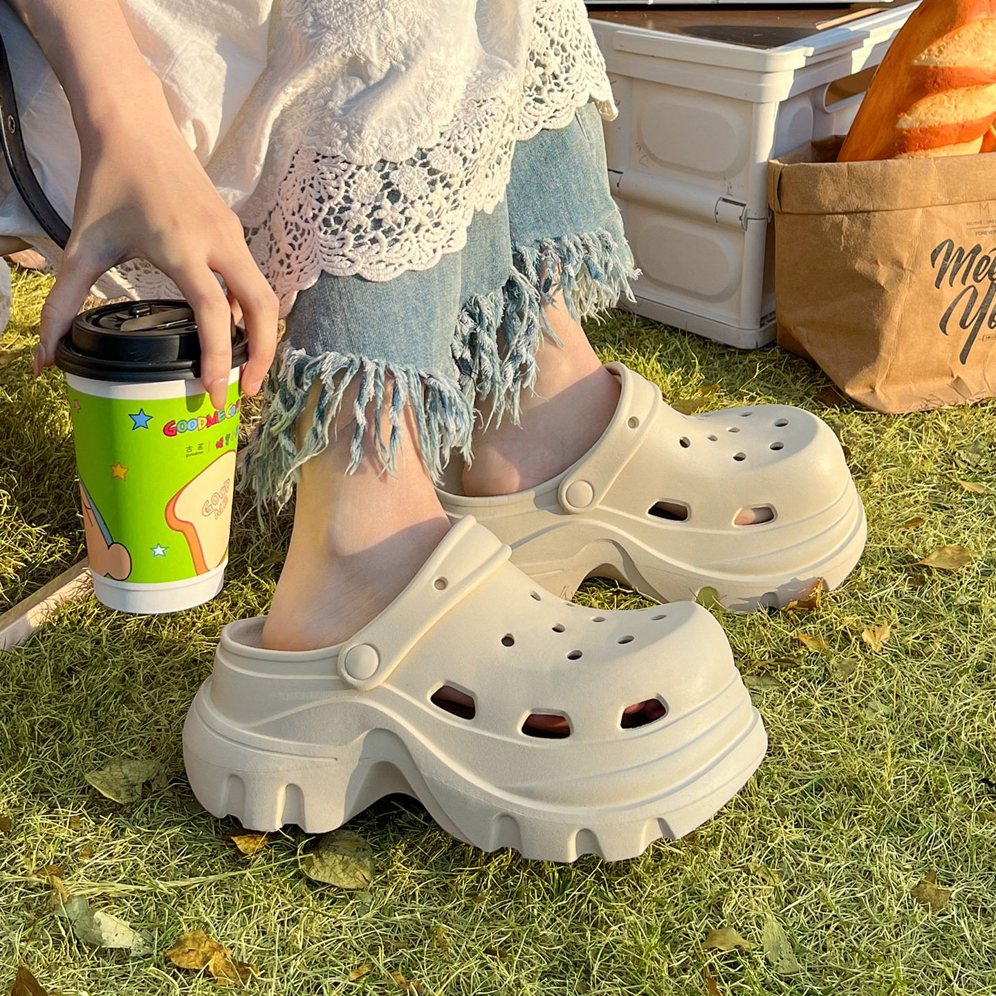 蚂蚁之恋春夏新款简风轻潮纯色居家外穿女士厚底洞洞鞋,淘宝优惠券,粉丝福利购,淘宝优惠卷