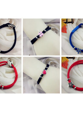 双股皮绳手链可穿硬金转运珠男女