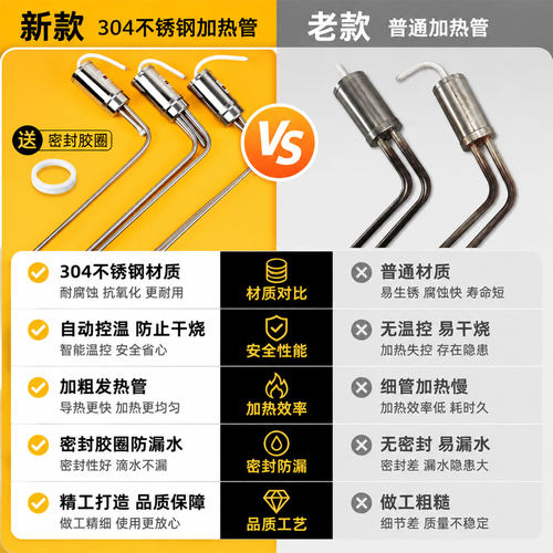 太阳能电热棒热水器加热管配件大全通用防干烧带温控47加热棒220v - 图0
