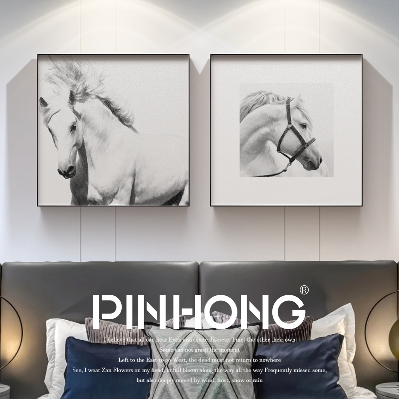 PINHONG 白马王子 客厅装饰画轻奢卧室有框画现代玄关走廊挂画 - 图1