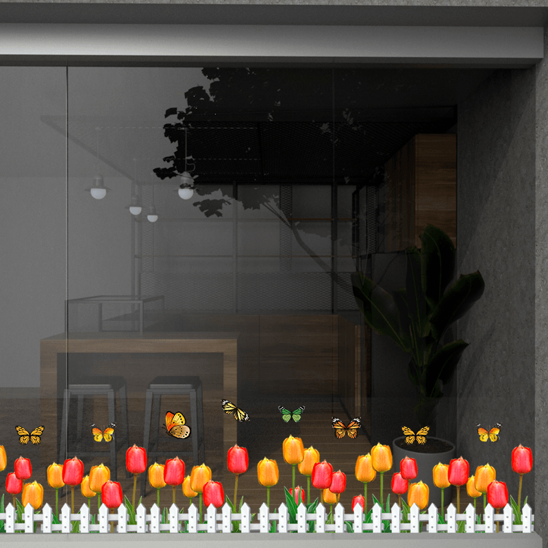 商超门店银行玻璃门橱窗墙角踢脚线装饰透明创意自粘防水贴画墙贴-图2
