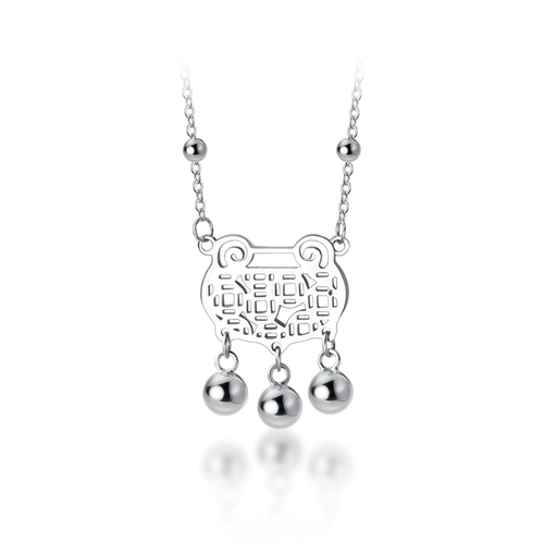 Этническое ожерелье, ретро глянцевый колокольчик, цепочка до ключиц, в корейском стиле, этнический стиль, замок долголетия