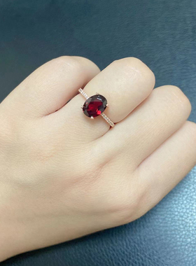 天然黄水晶紫宝石托帕石石榴戒指