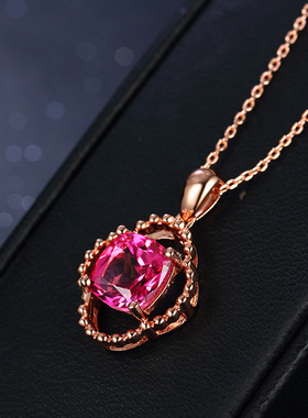 925银玫瑰金四叶草托帕石吊坠