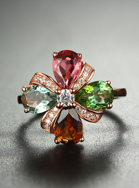 巴西碧玺戒指彩色宝石时尚潮流