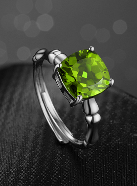 天然石榴石戒指925镀18k金橄榄石