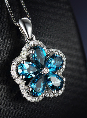 小肥珠宝五叶花日韩托帕石吊坠