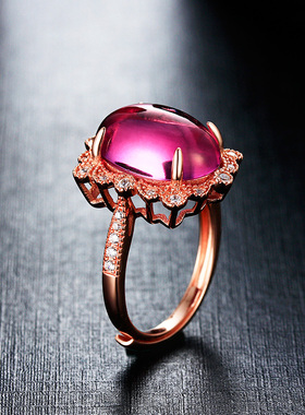 镀18k玫瑰金送妈妈托帕石戒指