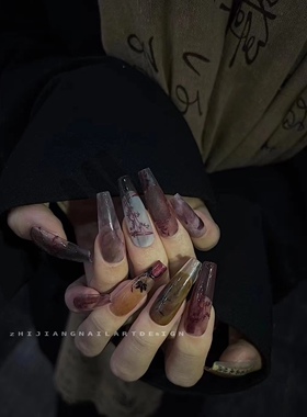正品豆汤国风系列红竹美甲贴纸