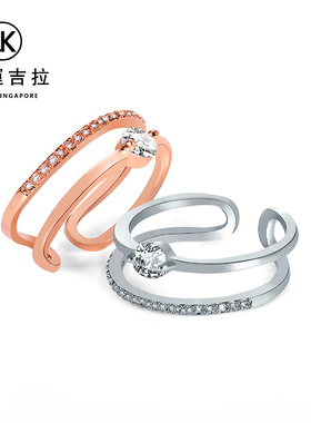 新加坡设计师品牌 幸运吉拉轻奢玫瑰金戒指双层开口可调节大小ims