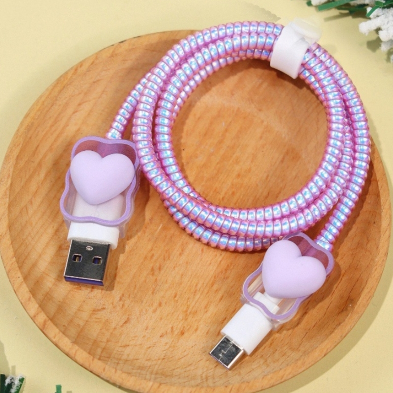 适用苹果/华为USB-C数据线保护套typec充电线保护缠绕线防折断1米 - 图1