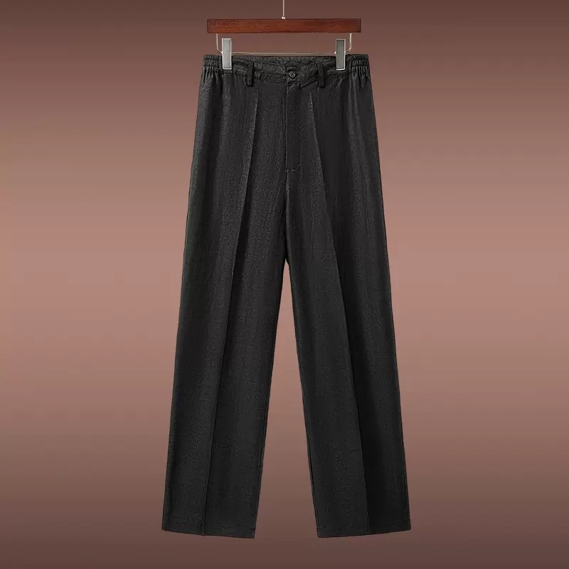 仿香云纱男裤中老年男装休闲裤男士松紧带裤子仿桑蚕丝长裤哈伦裤,淘宝优惠券,粉丝福利购,淘宝优惠卷