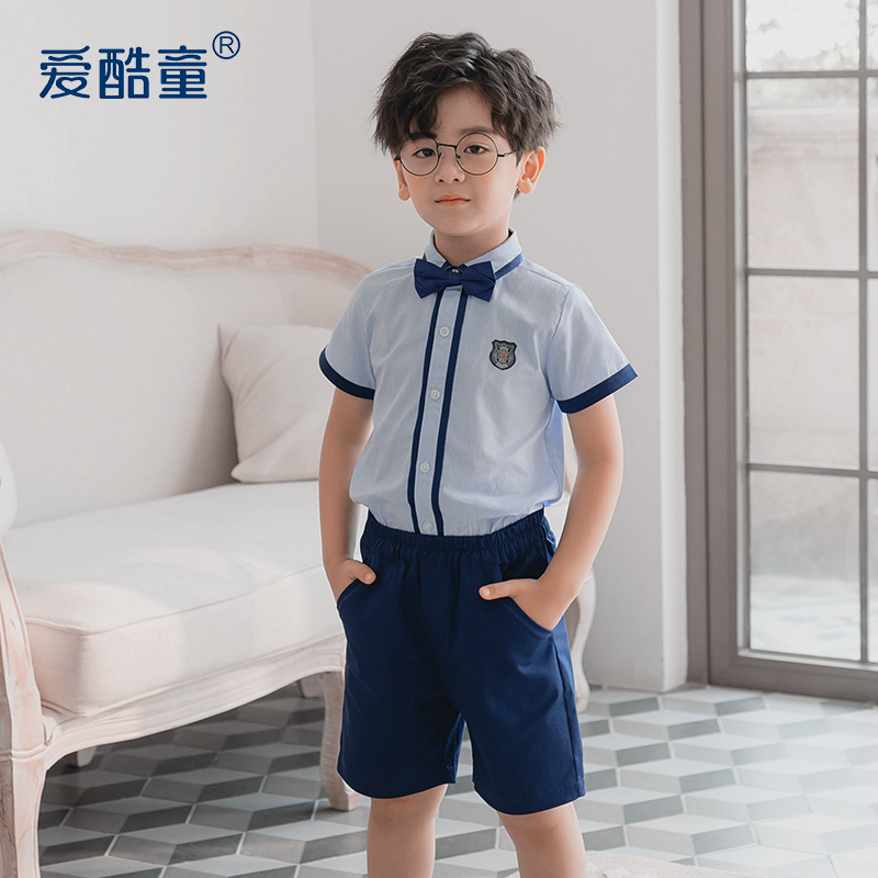 幼儿园园服春夏款一年级儿童班服夏季蓝色学院小学生校服表演套装 - 图1