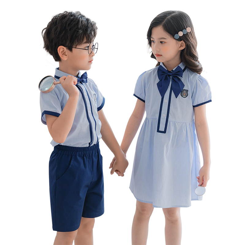 幼儿园园服春夏款一年级儿童班服夏季蓝色学院小学生校服表演套装 - 图3
