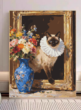 宝藏湾 数字油画diy花帧猫仪肌理画填充油画高还原装饰画数字画