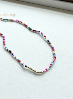 青岛流行饰品欧美原单个性小众设计热卖彩色米珠贝壳精品项链