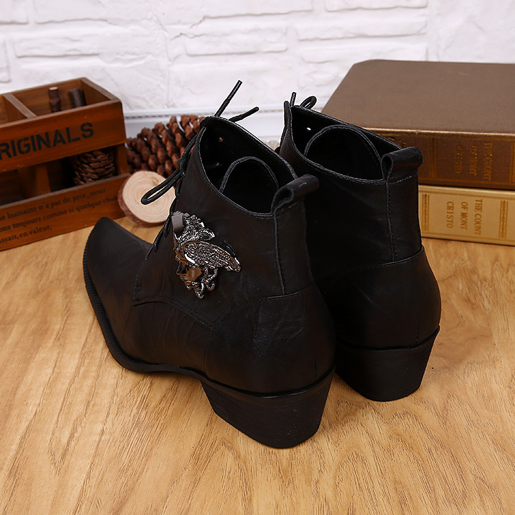 高档真皮韩版尖头高跟男鞋男靴时尚流行搭扣潮流皮靴透气美发师靴,淘宝优惠券,粉丝福利购,淘宝优惠卷