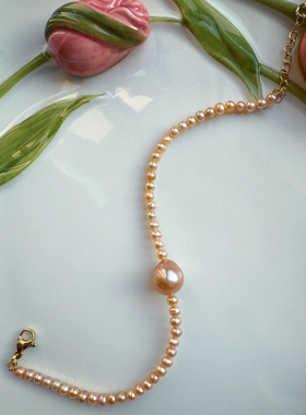 天然金珍珠项链女小众设计感高级手链