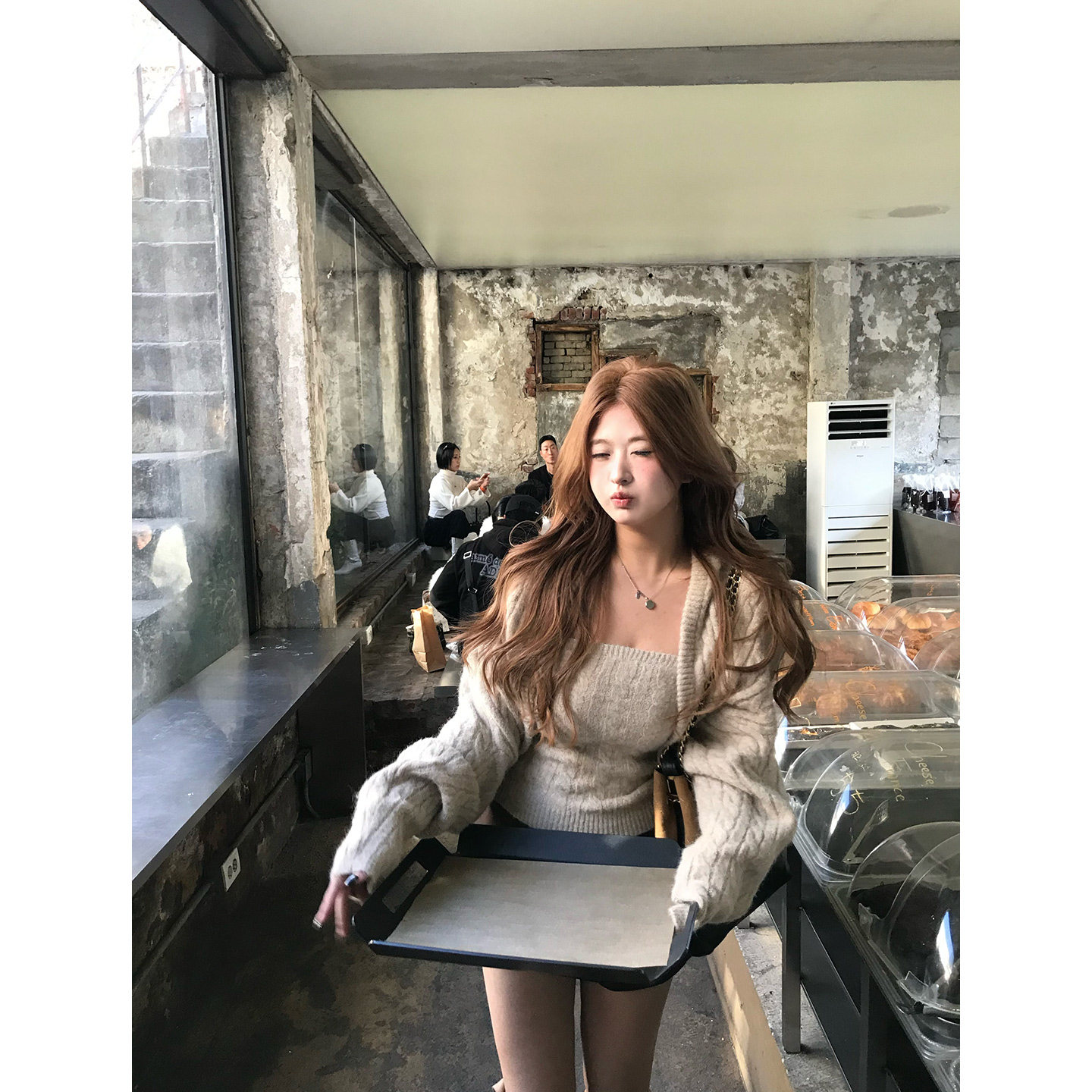 你的鱼 加州落日 韩系微胖mm复古轻熟感粗麻花针织开衫吊带套装,淘宝优惠券,粉丝福利购,淘宝优惠卷