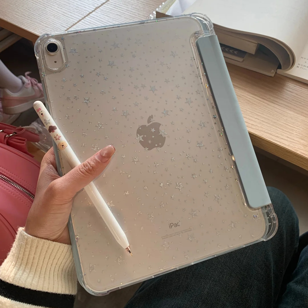 ins简约星星背贴适用ipad10平板保护壳2025新款ipad11女款带笔槽三折防弯10.2寸苹果ipadair7/5/6保护套mini7 - 图2