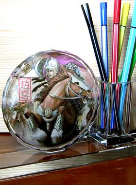 赵云收藏品去赵子龙摆设模型三国演义纪念品礼品礼物水晶笔筒摆件